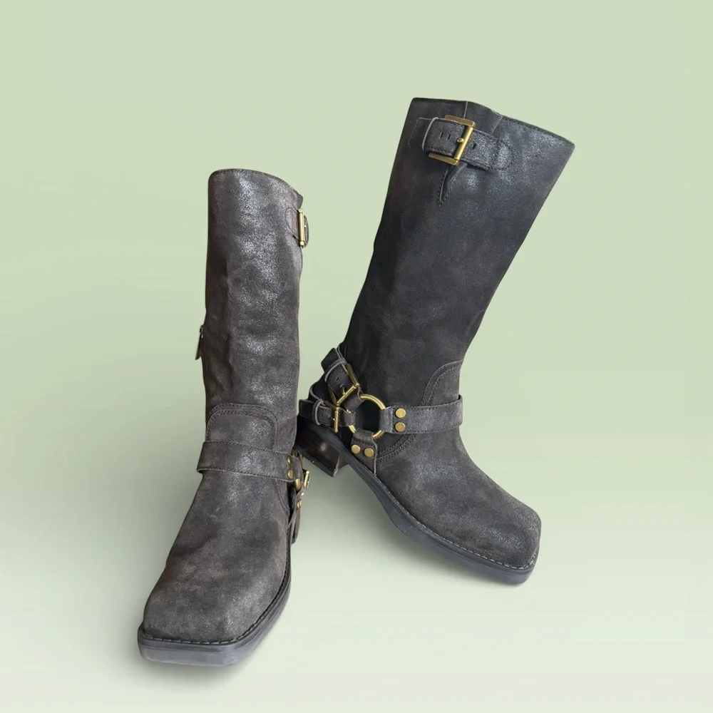 Michael Kors Brown Suede Moto Boots - Picture 1 of 9